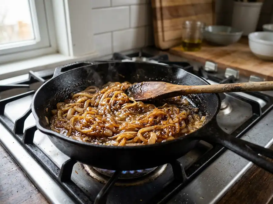 Caramelizing Onions for Vegetarian Quiche
